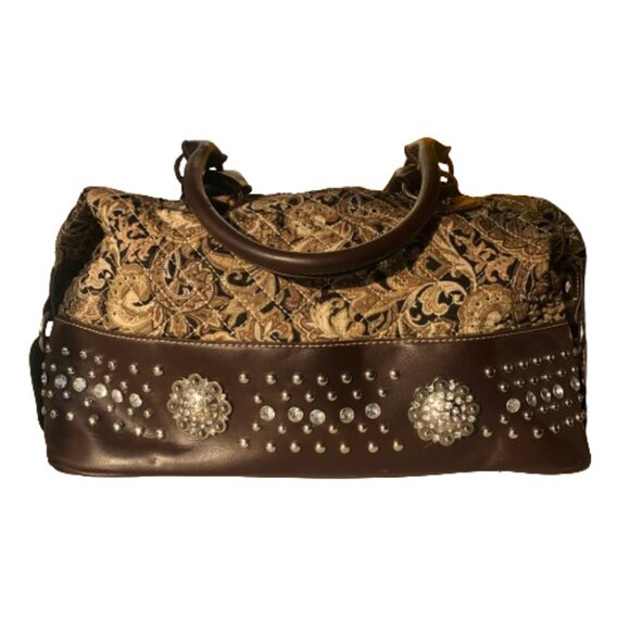 Rustic Couture medium maximalist  studs quilted handbag satchel bag - Picture 1 of 16